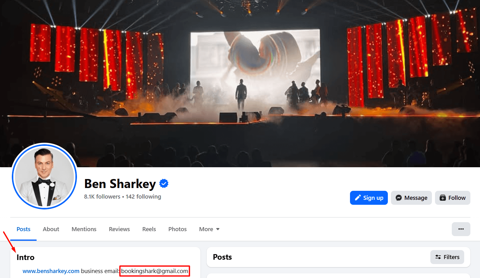 How do you look up a Gmail address on Facebook - Intro section