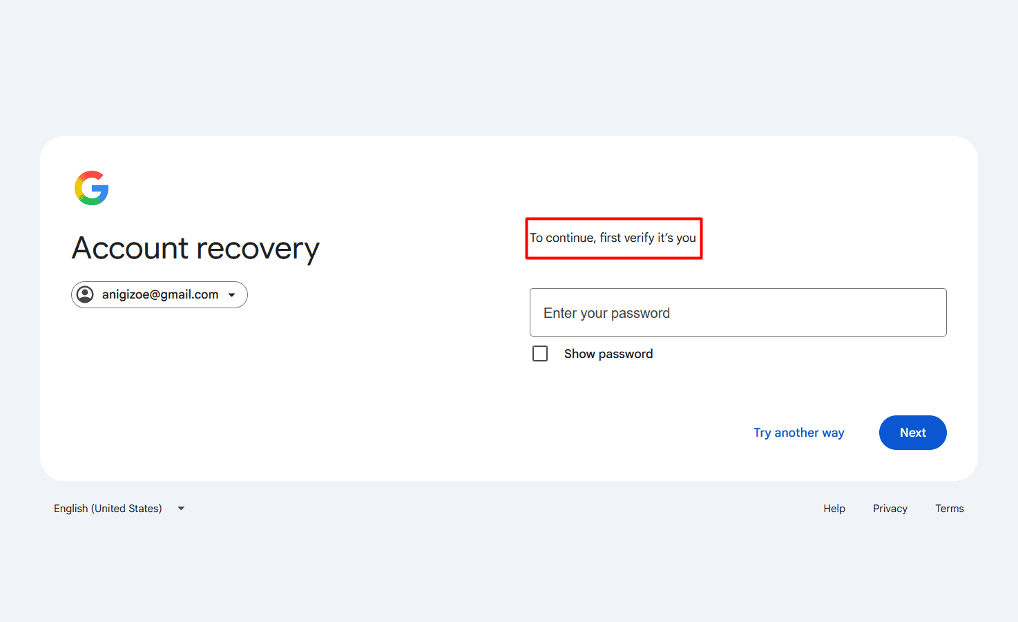 How to know if a Gmail address is valid with a Google account recovery page