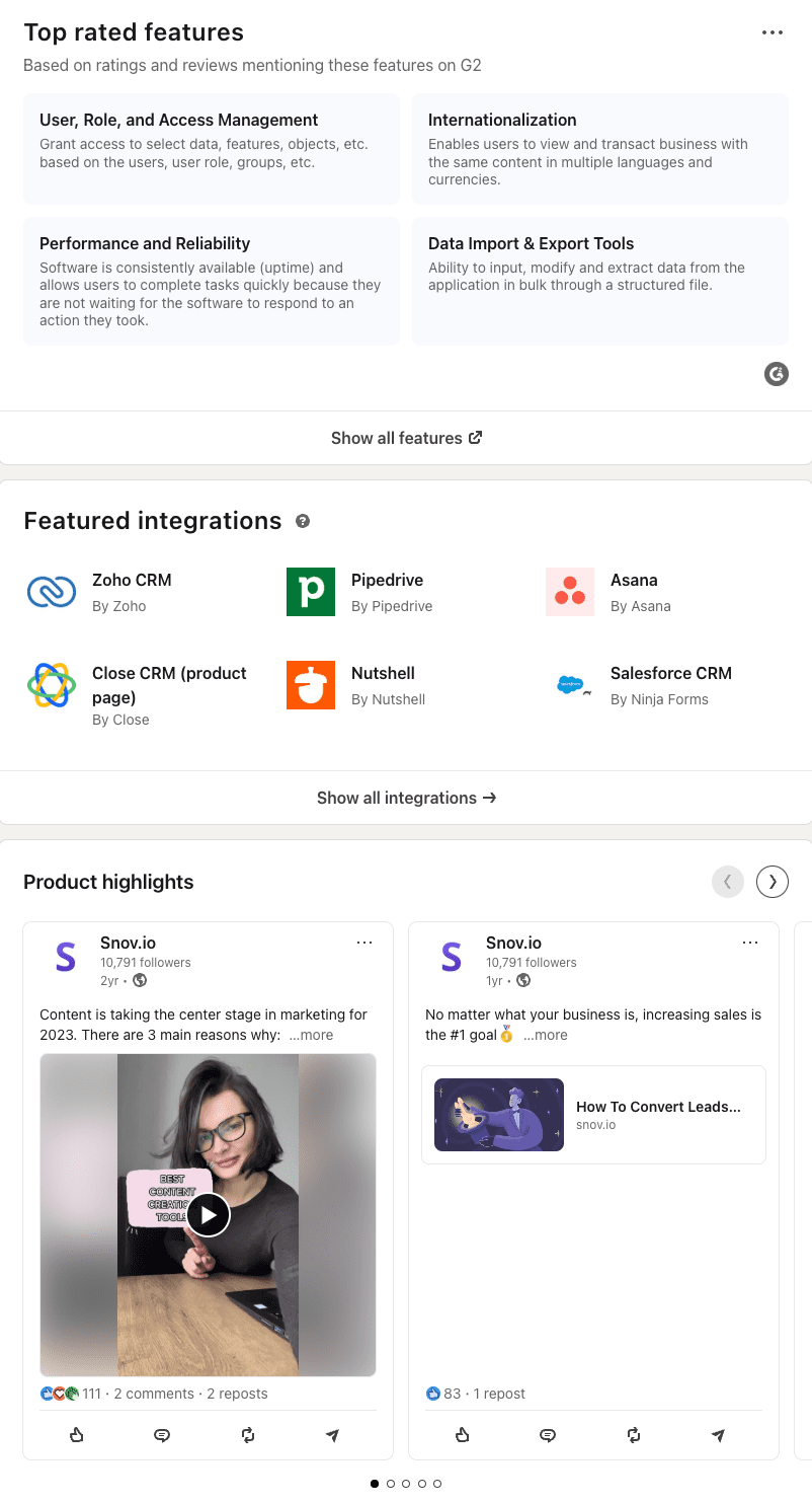 Afficher les services sur un portfolio LinkedIn