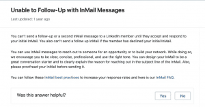 Message indiquant que vous ne pouvez pas relancer avec un InMail