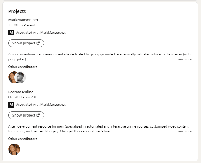 Ajouter des projets à un portfolio LinkedIn