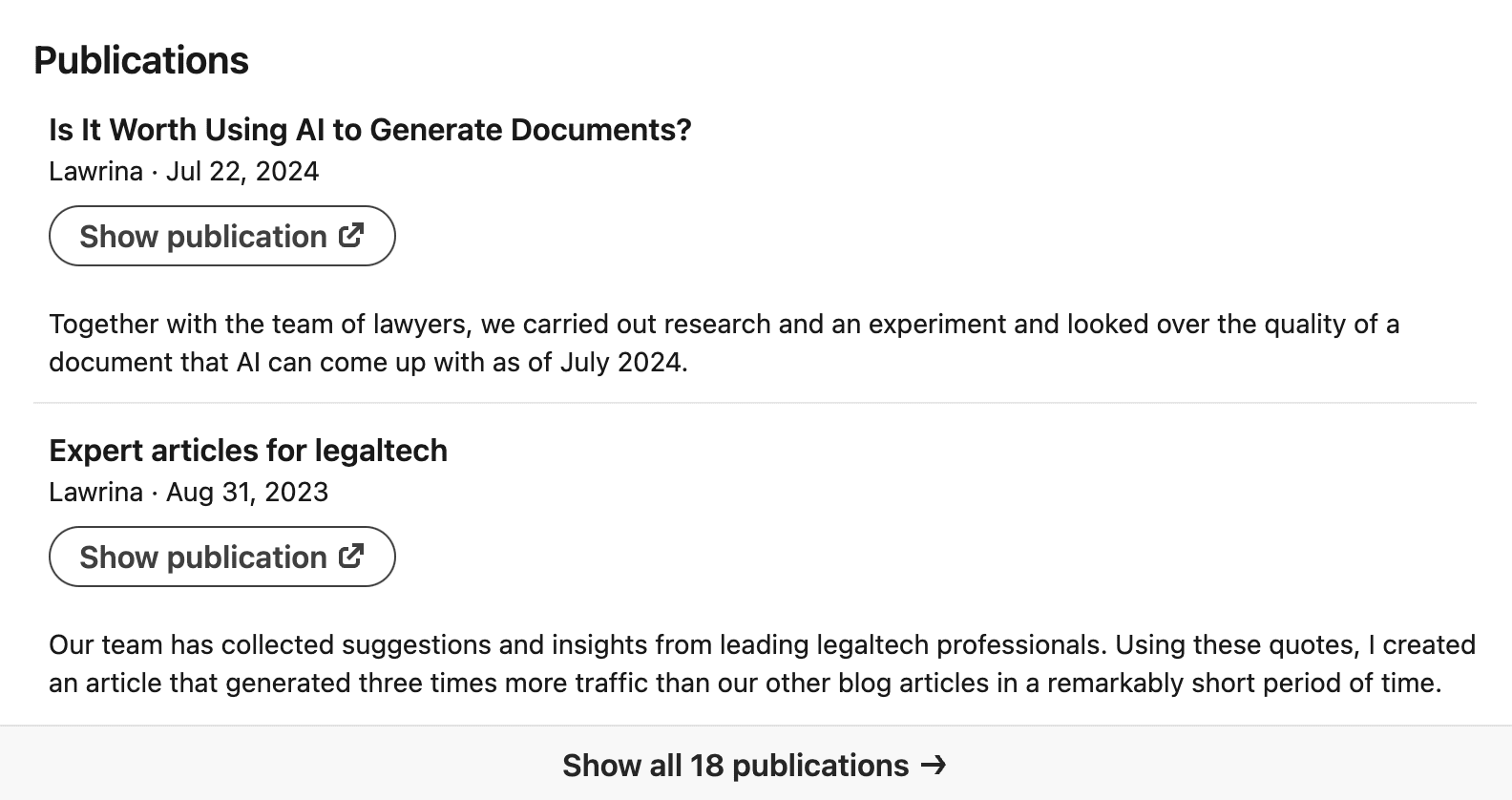Afficher des publications sur un profil LinkedIn