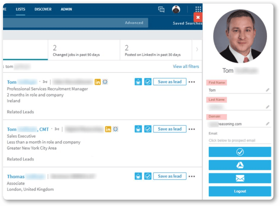 LeadGibbon : recherche d'e-mail dans LinkedIn Sales Navigator