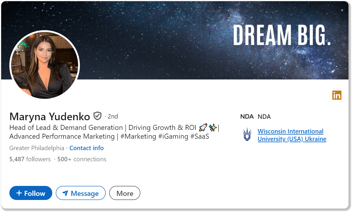 Maryna Yudenko sur LinkedIn