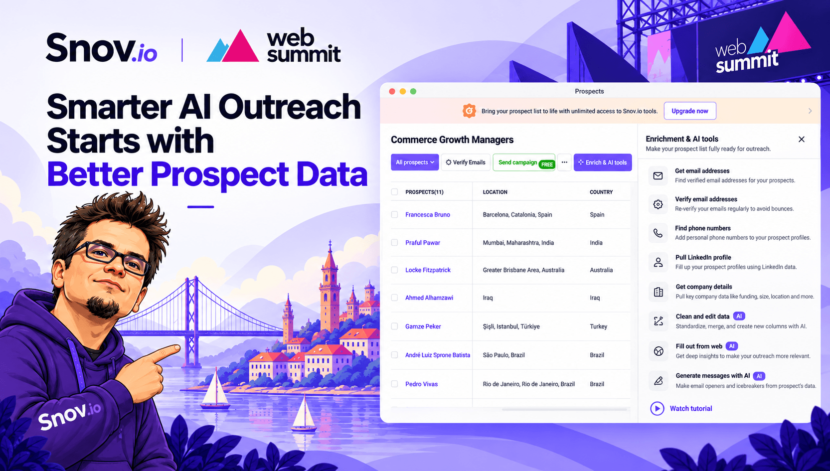 Web Summit 2026 Snov.io on AI-Powered Prospect Intelligence