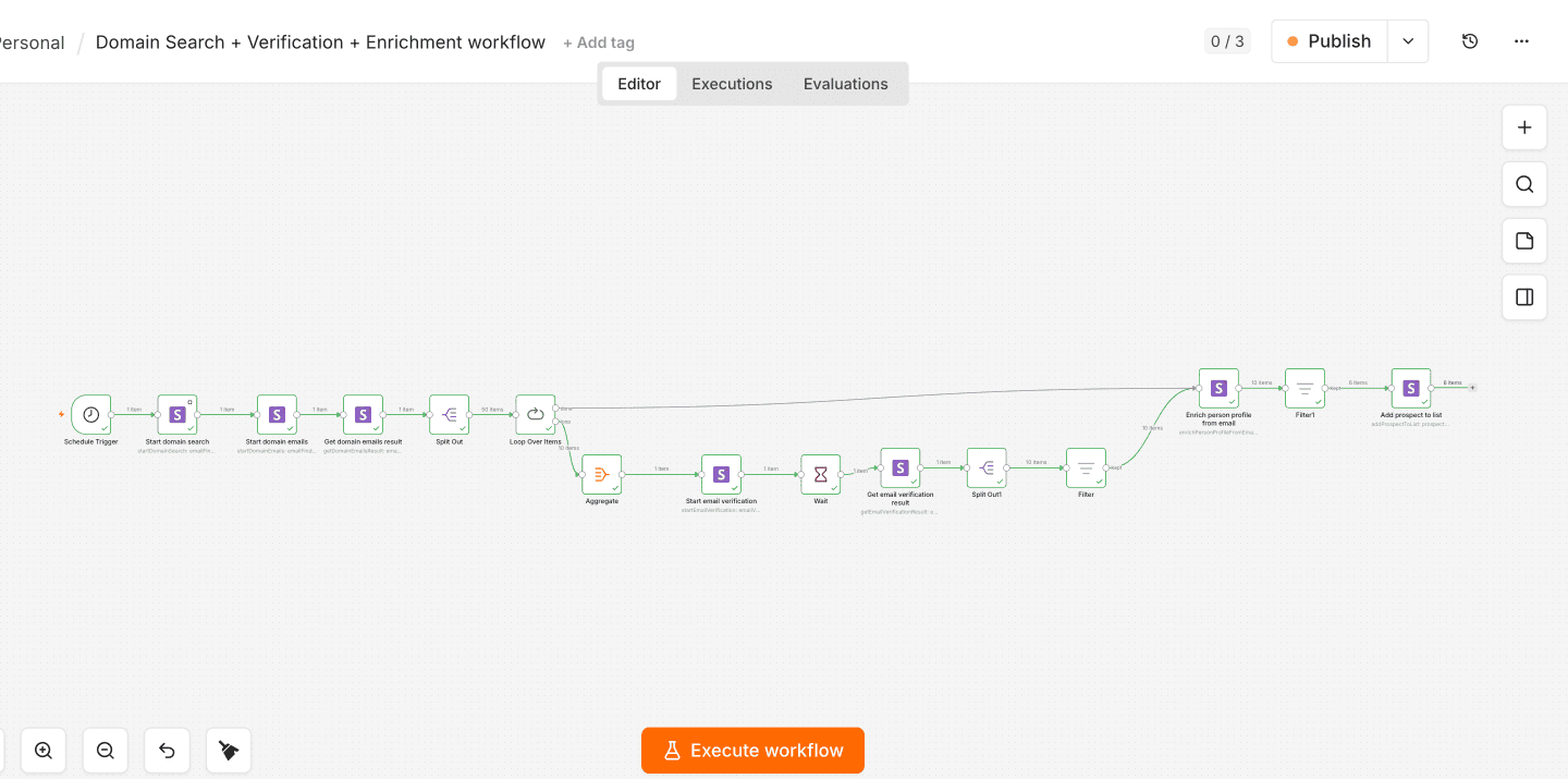 captura de tela mostrando como adicionar a Snov.io no seu fluxo de nutrição de leads com n8n