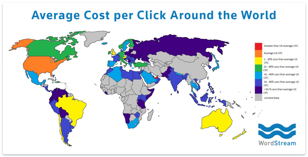 average cost per click around the world