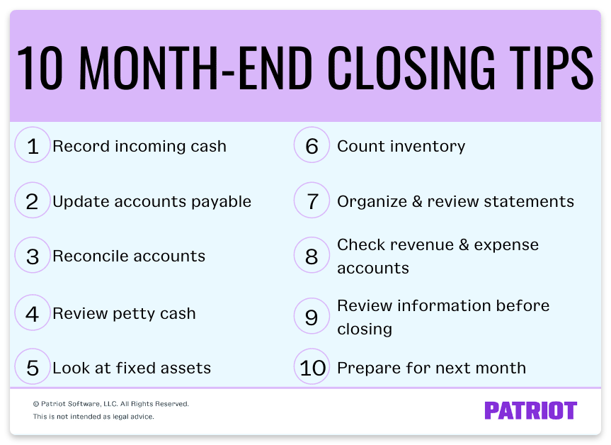 Tips on end of month accounting procedures