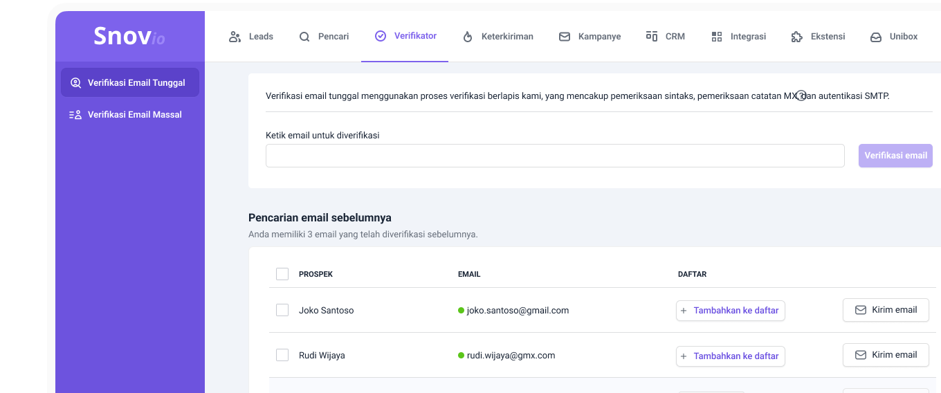 Cek alamat email individu