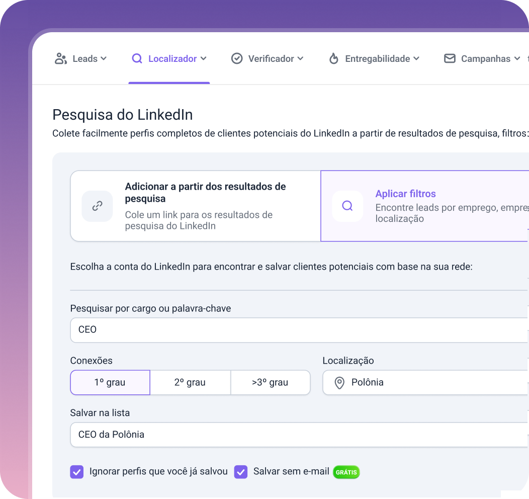 Snov.io LinkedIn Search — find and save prospects