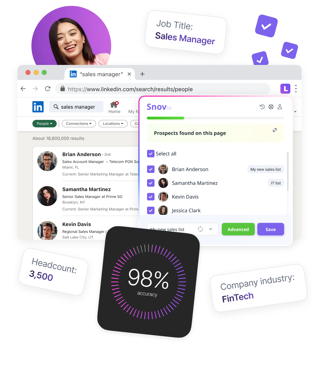 Colete endereços de e-mail B2B verificados do LinkedIn