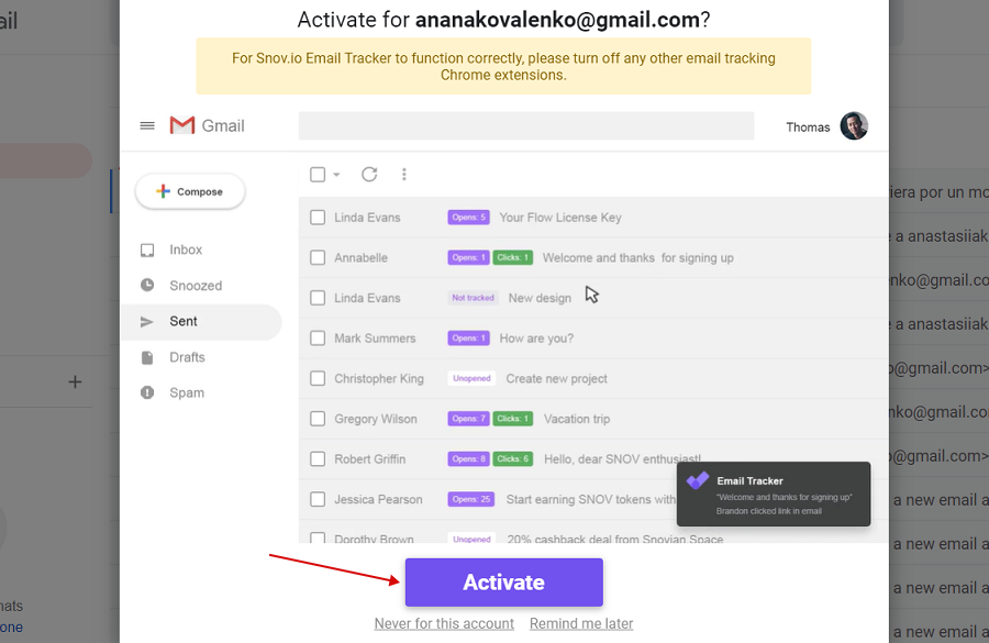 gmail account tracker