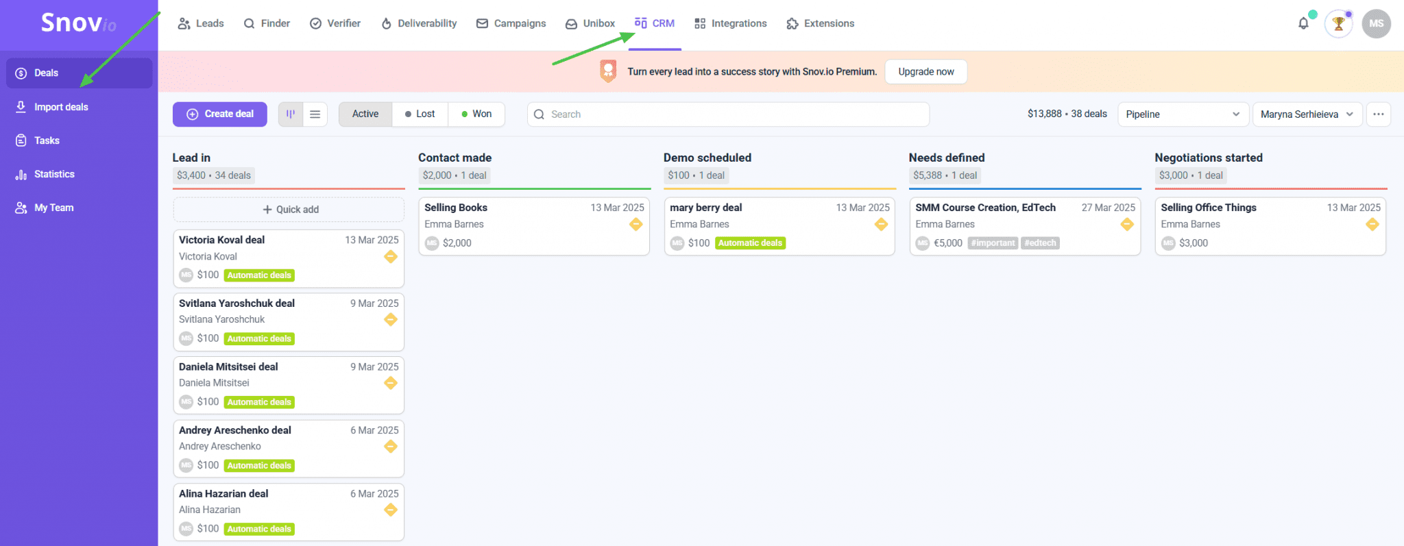 Snov.io - How to create and edit pipelines in Snov.io CRM