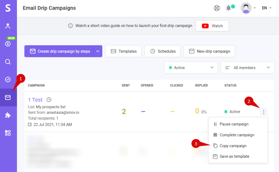 By copying a campaign in the Campaigns list
