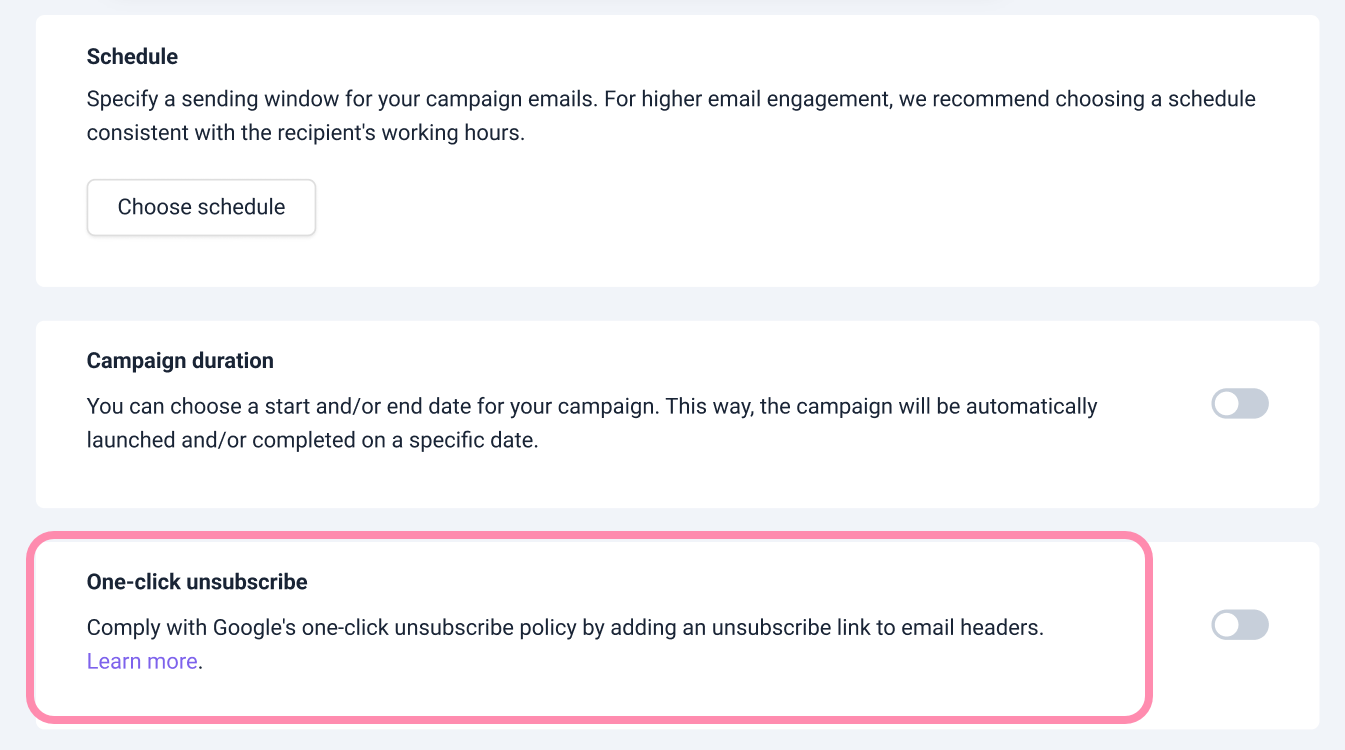How to enable one-click unsubscribe in Snov.io