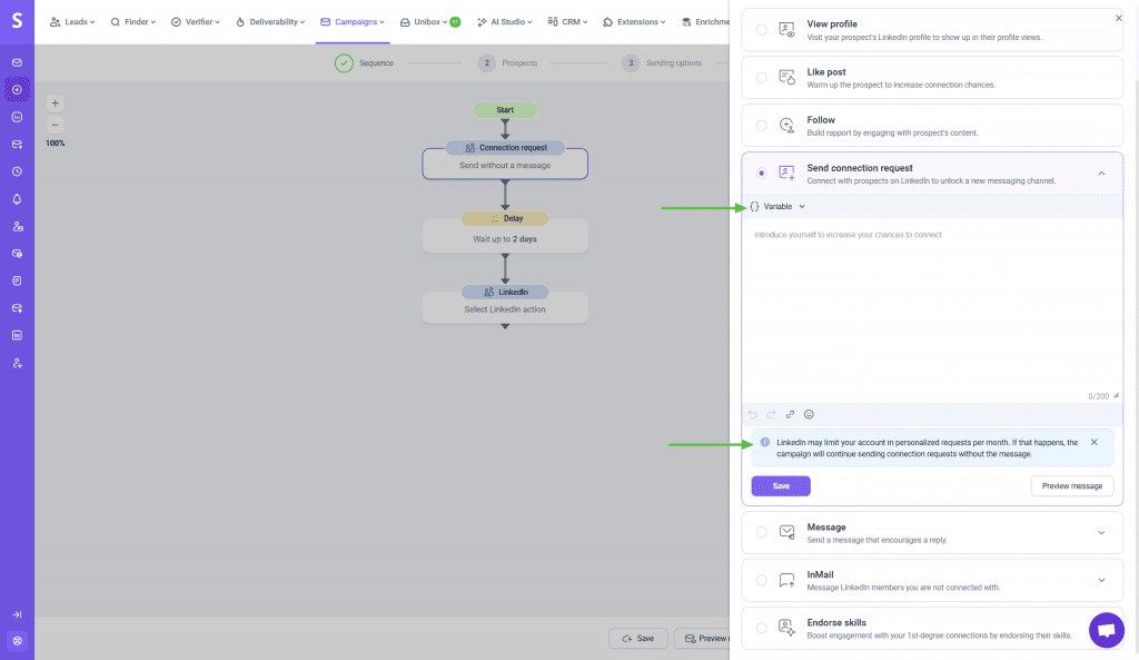 Snov.io - How to launch a LinkedIn automation sequence