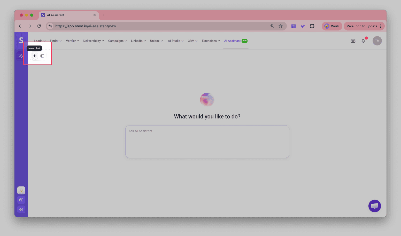 New chat button highlighted in AI Assistant