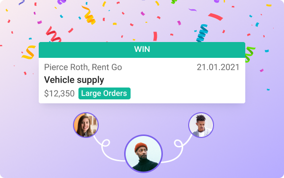 Now you can trust your team to be on the same page and have your back when working on a deal. Share notes, templates, set responsible members and more in an easy-to- use sales eco-system. We're putting the team back into teamwork.